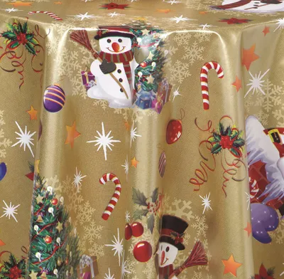 Produktbild von PVC Tischdecke Noel gold Wachstuch Weihnachten· Eckig · Länge & Breite wählbar· abwaschbare Tischdecke , Größe:110 x 80 cm