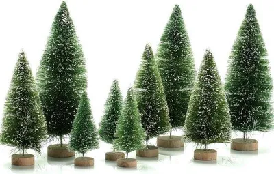 Image de Petits sapins en neige artificielle givrés, lot de 9 pièces, pour la décoration de Noël