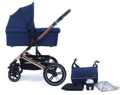Produktbild von Pixini Kombikinderwagen Aloha 2in1 mit Tragewanne gold poliert/marine