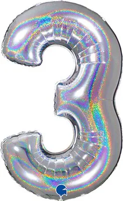 Produktbild von Riesenzahl Folienballon 40"/102cm | Holo Silber Zahl: 3