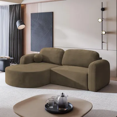 Produktbild von Masseno Ecksofa AMILIA M mit Schlaffunktion L-Form, Sofa mit Bettkasten, Wohnzimmersofa, Couch, Soffa, Bettsofa, Couchgarnitur- Beige, MONOLITH 09