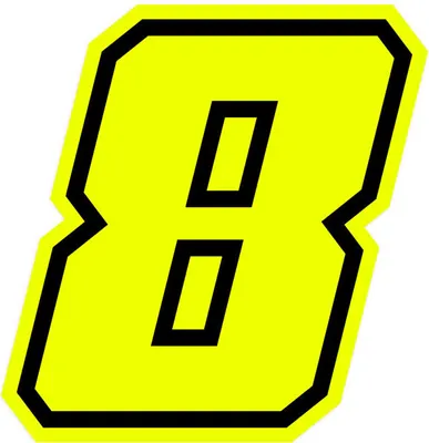Image de Autocollant numéro de course pour Moto "8" Race Moto GP, Jaune Fluo, 10 x 10 cm