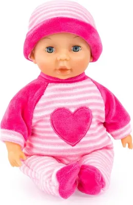 Produktbild von 92802AS Bayer Design My First Baby 28cm, Babypuppe, Weichkörperpuppe mit Schlafaugen, sehr handlich, niedliches Outfit, rosa, pink mit Herz