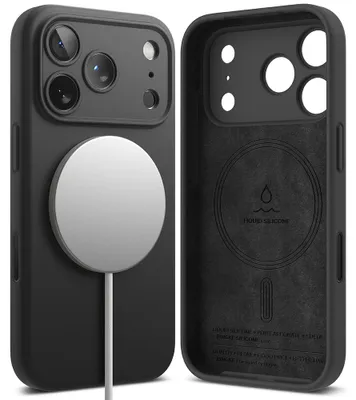 Zdjęcie produktu dla Ringke silikonowe magnetyczne Etui MagSafe do iPhone'a 17 Pro Max - czarne