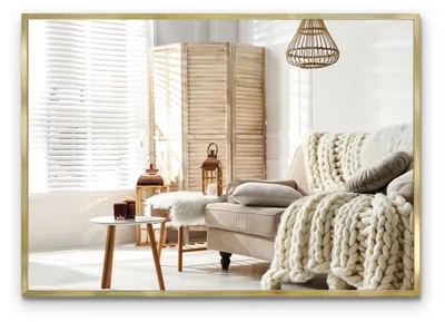 Produktbild von Wandspiegel 100 cm x 70 cm mit silbernem Rahmen – großer moderner Rahmenspiegel, eleganter Badspiegel und Dekospiegel