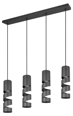 Image de Suspension STREAM noire 4xGU10x10W en métal, dimensions : 150x80x9 cm, IP20, Trio