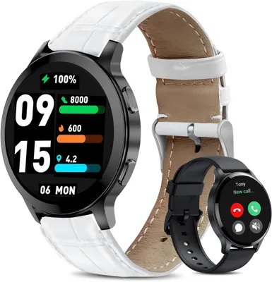 Produktbild von Herren Damen mit Telefonfunktion, 1.5" Fitnessuhr Armbanduhren Sportuhr mit Pulsmesser, Musiksteuerung, Schrittzähler, Wasserdicht Fitness Tracker