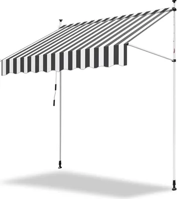Produktbild von Aopunly Klemmmarkise Markise Balkon UV-beständig wasserdicht Weiß Grau 200cm