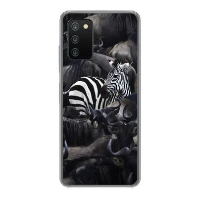 Produktbild von MuchoWow® Handyhülle Schutzhülle Hülle für Samsung Galaxy A03s Zebra - Büffel - Braun Silikon Softcase Handy Hülle - Schutz