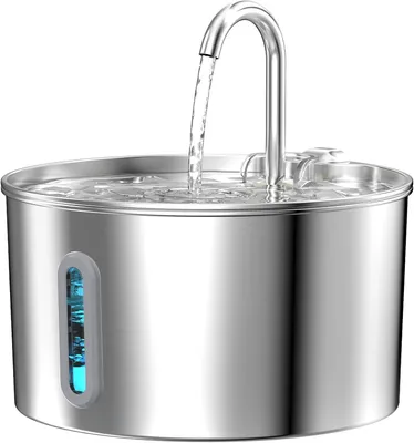 Produktbild von Katzentrinkbrunnen aus Edelstahl: Katzentrinkbrunnen zum Trinken – Automatischer Haustier-Wasserbrunnen für Katzen im Innenbereich – 74 oz/2,2 l