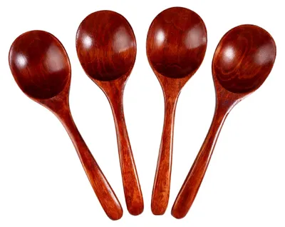 Produktbild von 4 Stück Holzlöffel Klein, 20 x 5,5 cm, Esslöffel aus Holz für heiße Schokolade, Kaffee, Honig, Suppe & Küche, spülmaschinenfest, für Zuhause, Küche, Partys, Restaurants