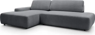 Zdjęcie produktu dla FURNLUX Sofa narożna Bouli szaro-czarna 276 cm / Kolor główny: szary / Wymiary: 276 x 82 x 164 cm
