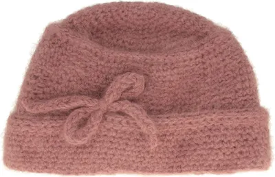 Angiolo Frasconi weiche Mütze mit Umschlag und Schleife in rosa