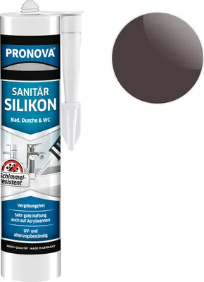 Produktbild von Sanitär Silikon,  Dauerhaft elastischer Silikon-Dichtstoff mit Schutz gegen Schimmelbefall, Im Innen-und Außenbereich, 300ml Kartusche (Tiefbraun)