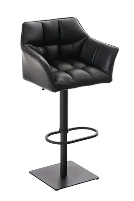 Produktbild von CLP Barhocker Damaso Kunstlederbezug drehbar stufenlos höhenverstellbar bis 240 kg schwarz Gestell Farbe schwarz