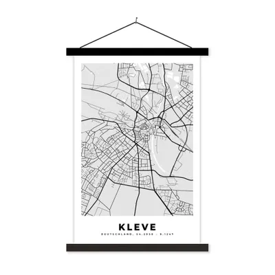 Produktbild von MuchoWow® Textilposter Deutschland - Kleve - Karte - Stadtplan - Wegbeschreibung 120x180 cm mit schwarzem Rahmen - Fotos