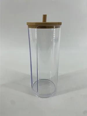 Produktbild von Wattepads Box aus Kunststoff mit Bambusdeckel ca. 7x7x17 cm Aufbewahrungsbox für Kosmetikpads Badezimmer Organizer