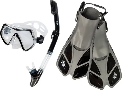 Immagine prodotto di Set snorkeling ACRA 3in1, nero, S/M, pinne taglia 36-41, maschera, boccaglio