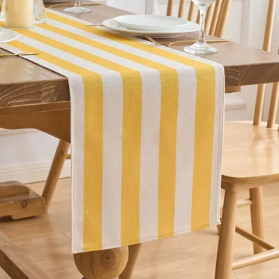 Produktbild von Tischläufer Modern Wohnzimmer Gelb Tischdecke Bunt Streifen Polyester für Bauernhaus Esszimmer Küche Esstisch Dekoration Urlaub Party 33x183cm