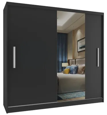 Obrázek produktu pro Šatní skříň se zrcadlem AVEIRO 200x218 cm ČERNÁ