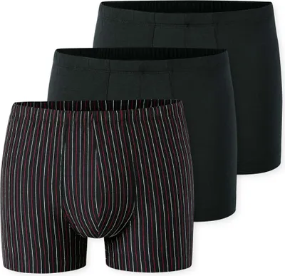 Produktbild von SCHIESSER Herren Boxershorts, 3er Pack - "95/5", Baumwolle Stretch, uni/gestreift Schwarz 4XL