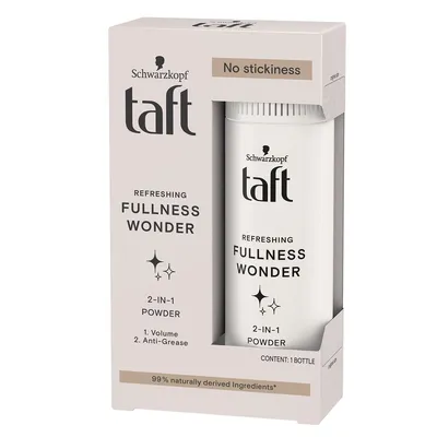 A product box containing a bottle of hair powder.