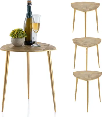 Produktbild von Beistelltisch 4-teilig Metall Dekotisch Alster 40x45x40 cm dreieckig klass. Design silber o. gold gold