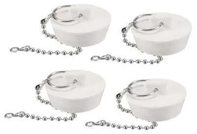 Zdjęcie produktu dla Zatyczki odpływowe, 4 sztuki, średnica 35-38 mm, gumowe, białe, do wanny, umywalki i zlewu