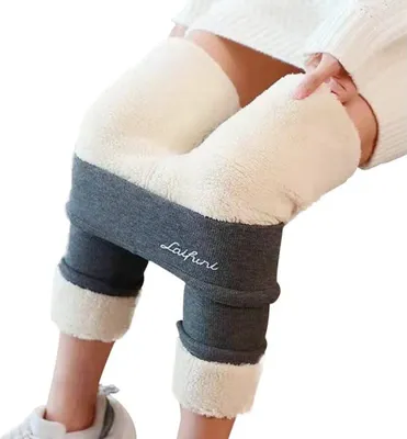 Produktbild von Warme Leggings Für Damen, 1 Paar, Dunkelgrau, Sherpa-Fleece Gefüttert, Super Dehnbar, Für Winter Fitness Und Wandern