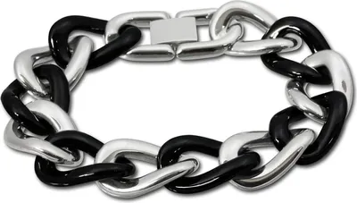 Produktbild von Amello Armband Damen Panzer Edelstahl Keramik silber schwarz Schmuck D2ESAX21S0