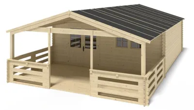 Produktbild von Gartenhaus, Gerätehaus – 6x6 m mit Anbau 6x5.72 m - 54 m²