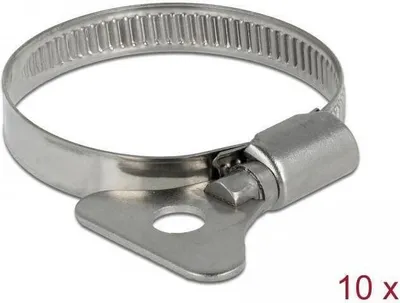 Productafbeelding van DELOCK slangklem met vleugelmoer, 32 - 50 mm, 10 stuks, metaal, vlinderklem, roestvrij staal, metaal, verpakt in polybag, 3,2 cm, 5 cm