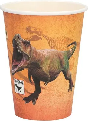 Zdjęcie produktu dla 8 papierowych kubków - T-Rex - ok. 250 ml