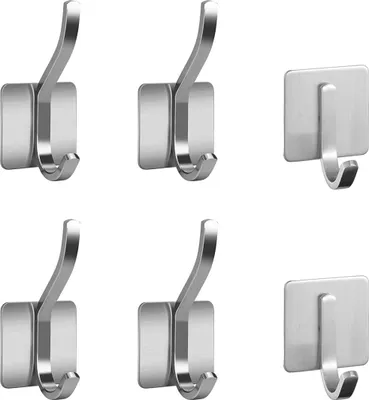 Produktbild von Gehäkelte Wandbild-Klebehaken aus Edelstahl, 6 Stück Häkel-Klebehaken, für Badezimmer-Küchenduschen