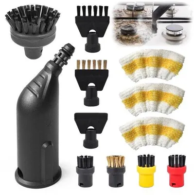 Produktbild von 2-teilig kompatibel mit Kärcher Dampfreiniger Zubehör Easyfix SC1 SC2 SC3 SC4 SC5 – Rundbürsten-Set – Ersatzteile für Dampfreiniger
