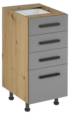 Produktbild von Küchenschrank mit Schubladen VALEN 2 - Breite 40 cm, Eiche handwerklich / Graubeige