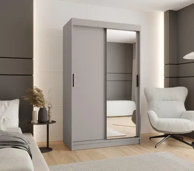 Produktbild von Zweitüriger Kleiderschrank 120 cm CASANDRA mit Spiegel - Kaschmir