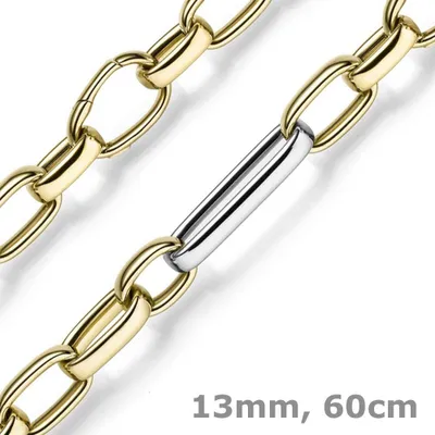 Produktbild von 13mm Phantasie Kette Collier Halsschmuck aus 585 Gold Gelbgold Weißgold 60cm