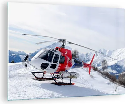 Produktbild von Bilder auf glas - Hubschrauber Berge Gipfel Winter - 70x50cm - Glasbilder - Wandbilder - Kunstdruck - zum Aufhängen bereit - Wanddekoration aus Glas - Glas Bilder - Wandbild auf Glas - GAA70x50-1572