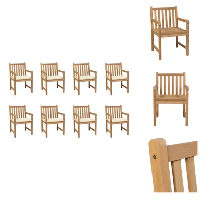 Produktbild von vidaXL Gartenstühle 8 Stk. mit Creme Kissen Massivholz Teak -  Gartenstühle