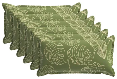 Productafbeelding van vidaXL Kussenhoezen, 6 stuks, met houten bladmotief, 40 x 70 cm, polyester