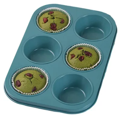 Image de Moule à muffins pour la cuisson, moule à cupcakes antiadhésif à 6 cavités, plateau à cupcakes, moules à cheesecake haut de gamme, lavable au lave-vaisselle