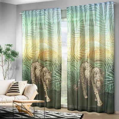 Produktbild von Fertigschal verdeckte Schlaufen „Leopard“ - Größe (HxB) 245x135cm grün