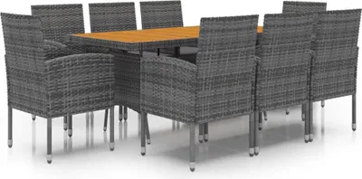 Obrázok produktu pre vidaXL 9-dielny záhradný jedálenský set Poly Rattan Grey