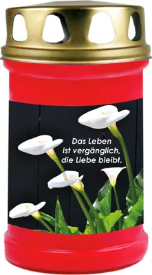Produktbild von Grabkerze Rot, Brenndauer: 48 Stunden, Motiv: Calla 2