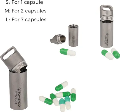Image de TOMSHOO Titanium Pill Case Waterproof Mini Pill Holder Pocket Pill Box Container for Outdoor Travel Camping Hiking