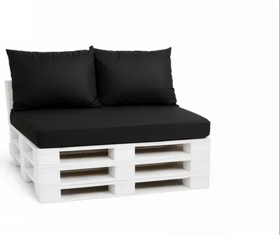 Obrázek produktu pro Sada polštářů na palety 120 x 80 x 10 cm + 2 x 50 x 40 cm – polštáře na sezení a opěradlo, snímatelné potahy, vhodné pro venkovní použití, 3dílné, černé
