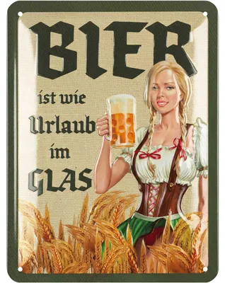 Produktbild von LANOLU retro Blechschild Bier, Bar, Kneipen, Partykeller Dekoration, lustiges Sprüche Schild zum Vatertag, vintage Metallschild, 15x20 cm