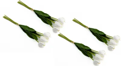 Produktbild von künstlicher Tulpen-Strauß weiß 4 Bündel Kunstpflanze Tulpe gebunden Tulip Bund