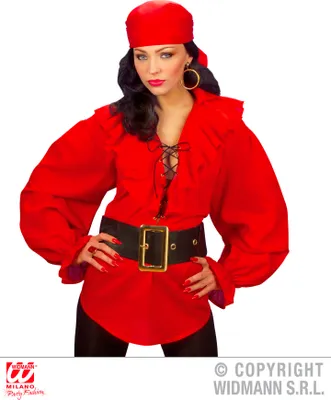 Imagen del producto de Camiseta de disfraz de pirata, color rojo, talla única